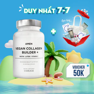 Viên Uống Vegan, Giúp Tự Sinh Collagen Bổ Sung Vitamin C, Biotin Và Lutein Codeage Amen Vegan Collagen Builder+ 30v