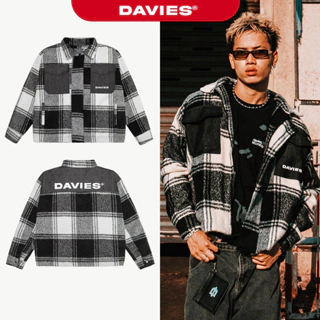 Áo flannel nam nữ vải nỉ dạ phối jean DAVIES local brand caro đen trắng Denim Hybrid Jacket, áo khoác dù Aggression