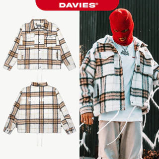 Áo khoác flannel nam nữ form boxy DAVIES local brand vải nỉ lót dù họa tiết caro nâu Button-Up Boxy Jacket I D37-AK4