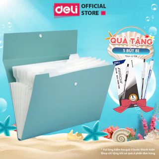 Túi Đựng Tài Liệu 5/8 Ngăn Deli File Cặp Tệp Đựng Tài Liệu A4 Nhiều Ngăn Đựng Giấy Tờ Bìa Hồ Sơ Chứng Từ Nhựa Cứng