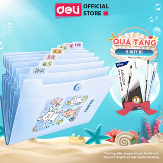 Cặp Túi Đựng Tài Liệu A4 Deli File Đựng Tài Liệu Hồ Sơ 8 Ngăn Túi Hồ Sơ Văn Phòng File Lưu Trữ Đa Năng Trong Suốt Pastel