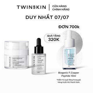 [PRO-TỐI ƯU] Combo chuyên sâu: Sáng đều màu da, cấp nước phục hồi, Kem Bright Advanced 15ml & Serum HA 30ml Twins Skin