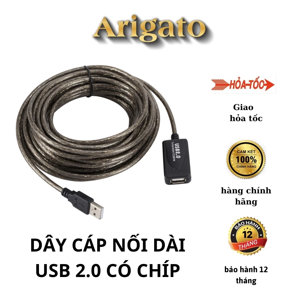 Dây cáp nối dài Usb 2.0 5m 10m 15m có chíp hàng xịn.Bảo hành 6 tháng