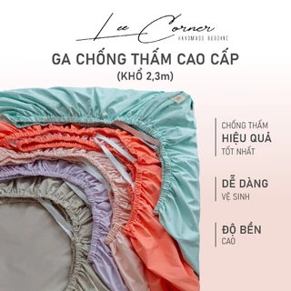 Ga chống thấm Cotton phủ cao su non màu trơn Lee Corner, drap chống thấm bảo vệ đệm tuyệt đối, size 1m2 1m4 1m5 1m6 1m8