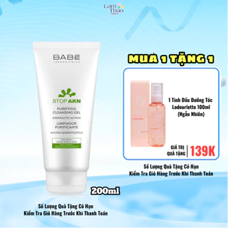 [TẶNG 1 XIT TÓC Lodeurlette]Gel Rửa Mặt Cho Da Dầu Mụn Laboratorios BABE Stop AKN Limpiador Purificante Stop AKN Purify