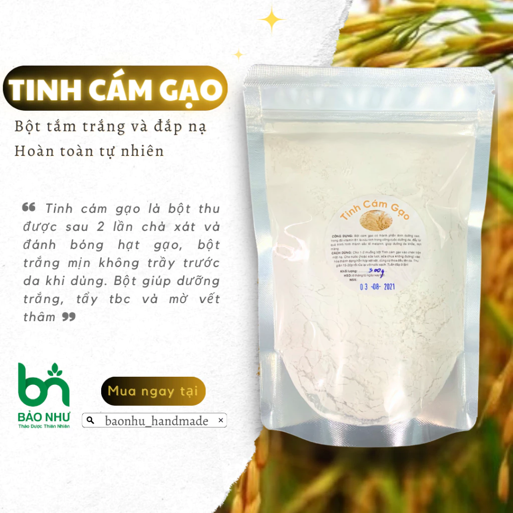 Tinh Bột Cám Gạo Đã Lọc Trấu - Trắng Mịn Da, Tẩy Tbc