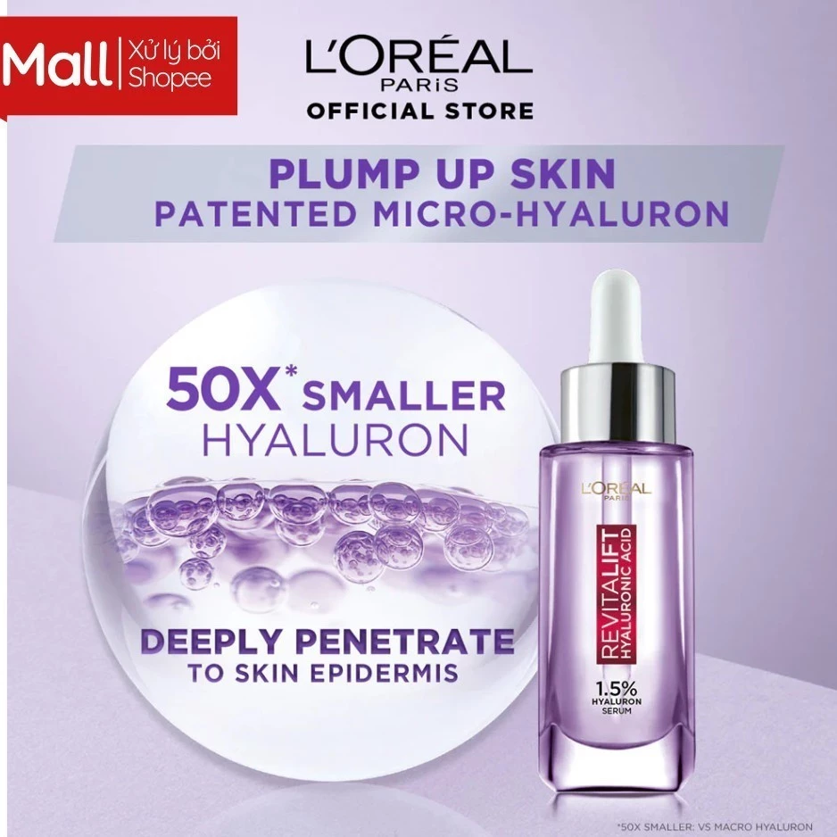 Serum L'Oreal Paris Revitalift Pure Hyaluronic Acid 1.5% 30ml Chính Hãng - Siêu Cấp Ẩm & Giảm Nếp Nhăn