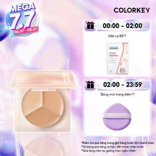 Bảng Kem Che Khuyết Điểm COLORKEY 3 Màu Chất Kem Mỏng Mịn Che Phủ Tự Nhiên 3.9g