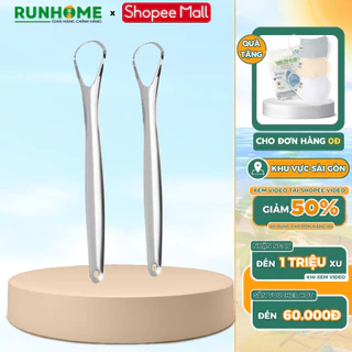 Dụng Cụ Vệ Sinh Lưỡi RUNHOME Cao Cấp Bằng Inox Dành Cho Người Lớn, Trẻ Em, Giúp Hơi Thở Bớt Hôi 100% Tiện Lợi, Đa Năng