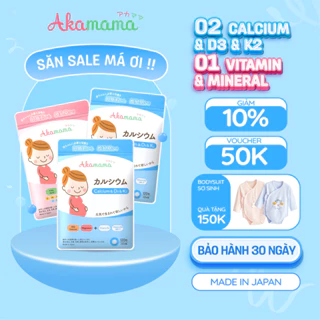 [QUÀ 150K] COMBO 2 CANXI + 1 SẮT & VITAMIN cho bà bầu Akamama, Nhật Bản