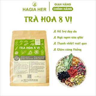 HAGIA HER - Trà Hoa 8 Vị - Set 10 Gói 300 Gram - Đẹp Da Ngủ Ngon