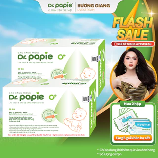 [7.7 HƯƠNG GIANG IDOL] Combo 2 Gạc Rơ Lưỡi Dr.Papie Tiêu Chuẩn 5SAO, Làm Sạch Khoang Miệng Cho Bé - 30Gói/Hộp