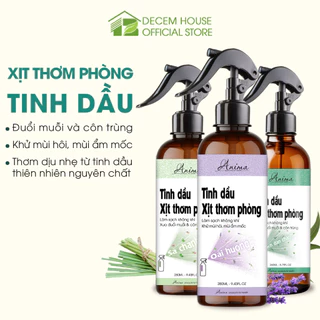 Xịt phòng tinh dầu đuổi muỗi và côn trùng Sả chanh, Bạc hà, Bạch đàn chanh Anima dung tích 150ml/260ml/ Refill tiết kiệm