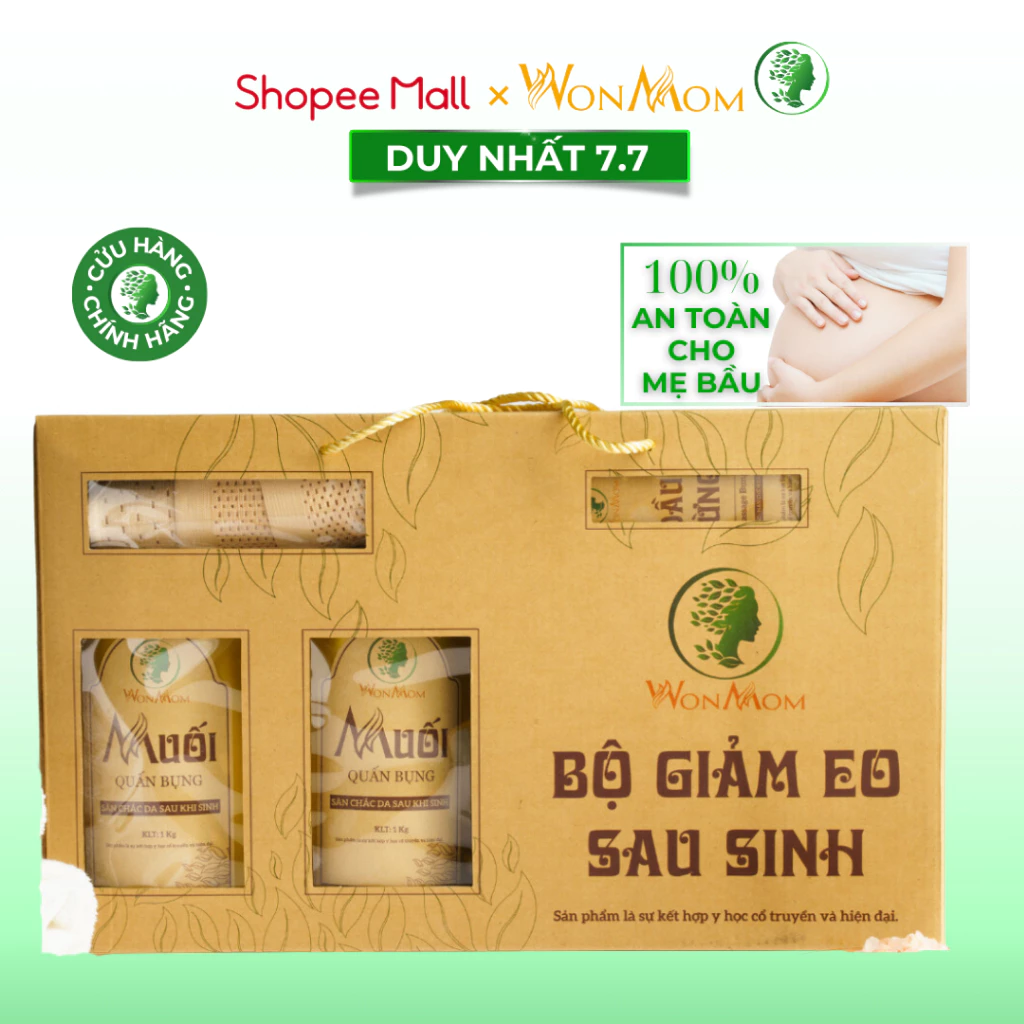 Bộ giảm eo sau sinh dưới 3 tháng WonMom (bộ 4 muối liệu trình 1.5 tháng)