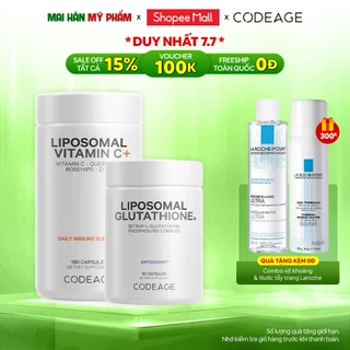 Combo Dưỡng Sáng Da, Chống Oxy Hóa Và Chống Nắng Codeage Liposomal Glutathione + Codeage Liposomal Vitamin C