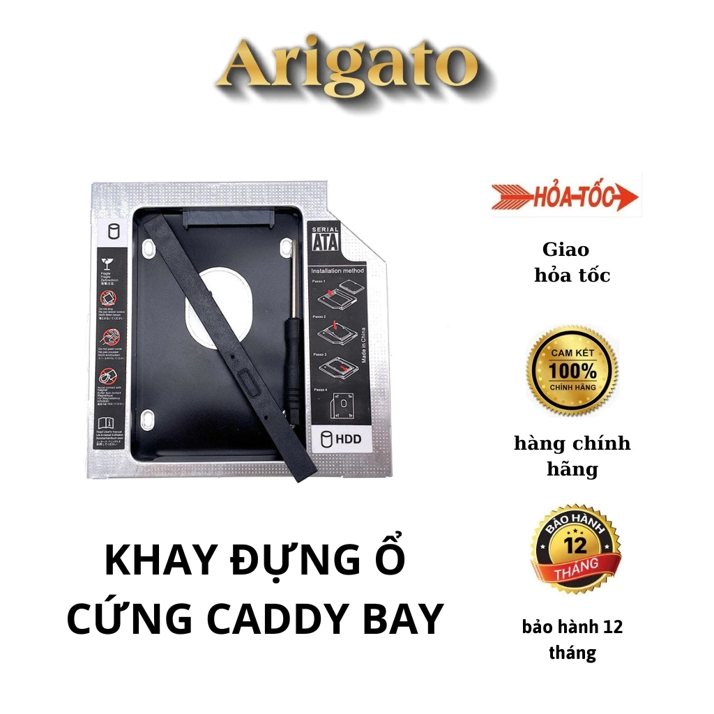 Caddy Bay nhôm/nhựa SSD 12.7mm / 9.5mm- Khay đựng Ổ Cứng Thứ 2 cho Laptop