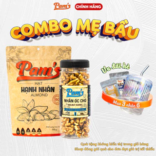 COMBO Hạnh Nhân Mỹ 500g + Nhân Óc Chó Chile 200g Pams, Thích hợp Ăn Kiêng, Mẹ Bầu