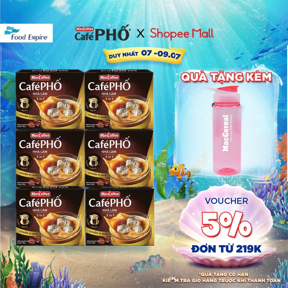 Combo 6 hộp Cà phê Phố Nhà làm - MacCoffee (hộp 10 gói x 28g)