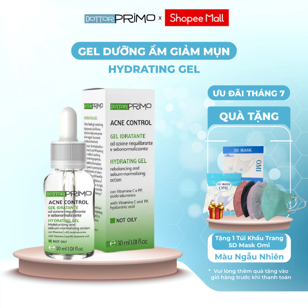 Gel Dưỡng Ẩm Giảm Mụn DottorPrimo Acne Control Hydrating 30ml, Hỗ Trợ Mờ Thâm Mụn, Dưỡng Da Căng Mịn