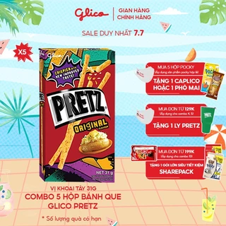 Combo 5 hộp Bánh que mặn nướng giòn Glico Pretz vị Khoai tây truyền thống 31gr