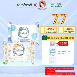 Khăn giấy ướt vệ sinh vùng kín phụ nữ cao cấp Femfresh Anh Quốc - 25 tờ/gói