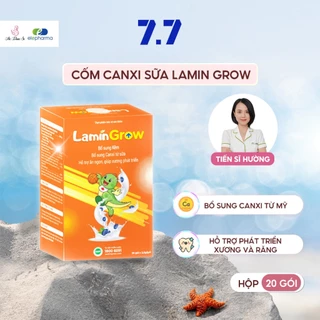 Cốm bổ sung Canxi hỗ trợ tăng chiều cao, giúp bé ăn ngon Lamin Grow hộp 20 gói