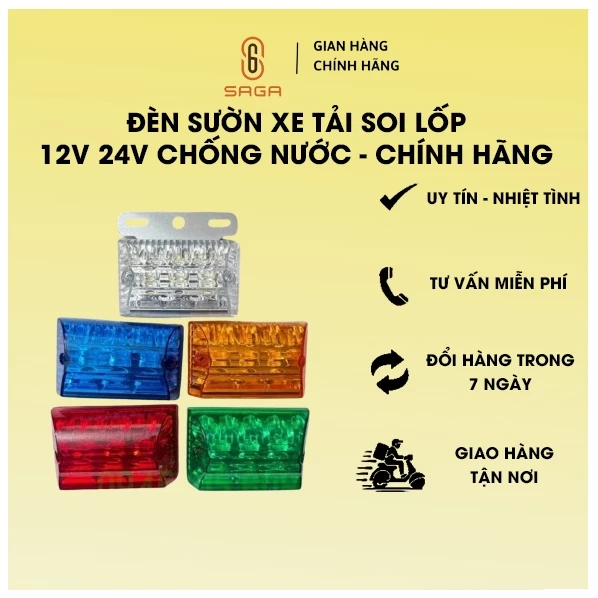 Đèn sườn xe tải. Đèn LED hông xe tải. Hàng loại đẹp siêu sáng