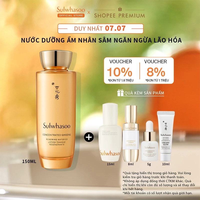 Nước dưỡng ẩm Nhân sâm ngăn ngừa lão hóa 150ml - Sulwhasoo Concentrated Ginseng Renewing Water 150ml