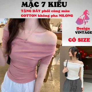 Áo thun trễ vai body mặc nhiều kiểu chất cotton cao cấp, áo kiểu nữ bệt vai   phối váy G911 (KÈM DÂY PHỐI 140CM)