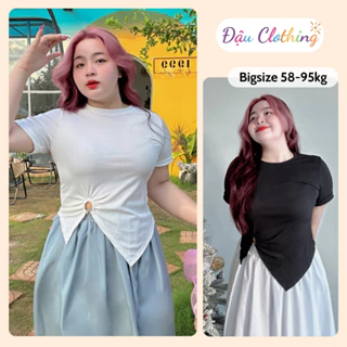 Áo thun bigsize nữ vạt lệch xẻ tà có cổ tròn dễ thương tôn dáng cho nàng Chubby Đậu Clothing - G97