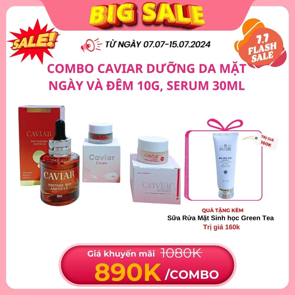 [Best seller] Combo 3 ( KEM ĐÊM CAVIAR 10g + KEM NGÀY BAKUCHIOL 10g + SERUM 30ml ) Dưỡng trắng , Tan thâm - Mờ nám