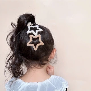 Combo 2 Kẹp tóc mái ngôi sao lông xù sắc màu (star hair)