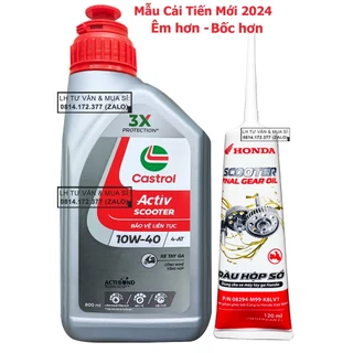 Combo Dầu nhớt xe tay ga Castrol Activ Scooter 10w40 800ml (0.8L) + Nhớt Lap hãng Honda  – Shopnhottot