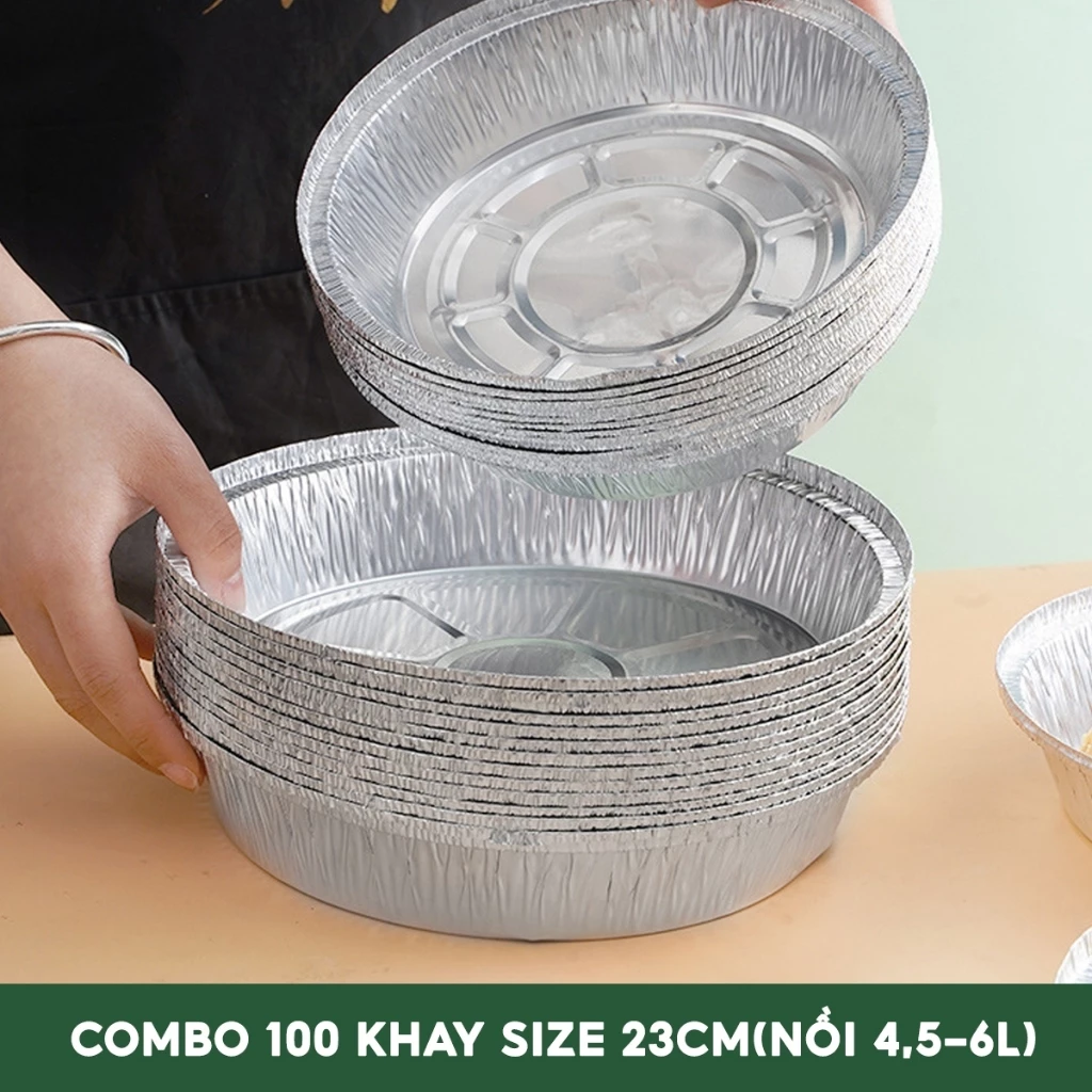 COMBO 100 Khay Giấy Bạc Lót Nồi Chiên Không Dầu, Khuôn Giấy Bạc Đựng Thực Phẩm Tiện Lợi Gia dụng Yến Nhi