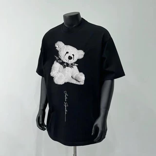 Áo thun cao cấp Teddy 260gsm in kts form rộng tay lỡ unisex nam nữ, tshirt oversized bo cổ dày dặn cotton 2 chiều