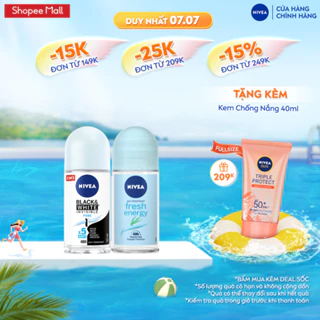 Bộ đôi Lăn Ngăn Mùi NIVEA Black&White 5in1 Ngăn Vệt Ố Vàng và Tươi Mát Sức Sống (50 ml)