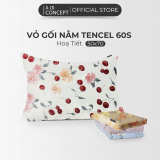 Vỏ Gối Nằm Lụa Tencel 60s Cao Cấp À Ơi Concept Hoa Văn Size 50x70 cm Mền Mại Êm Ái Sản Xuất Tại Việt Nam