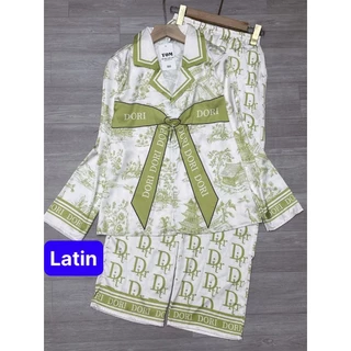 Pijama Tay dài Lụa Latin tơ tằm cao cấp Đẹp Sang