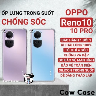 Ốp lưng Oppo Reno 10, Reno10 Pro 5G Plus chống sốc silicon dẻo trong Cowcase | Vỏ điện thoại Oppo Reno10 bảo vệ camera