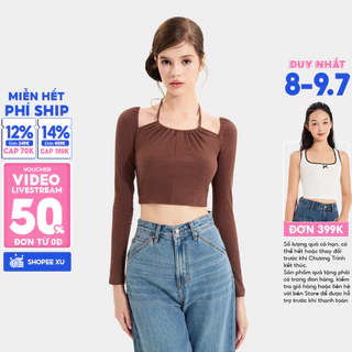 Áo Thun MARC FASHION Croptop Cổ Yếm Tay Dài - CBNH044024