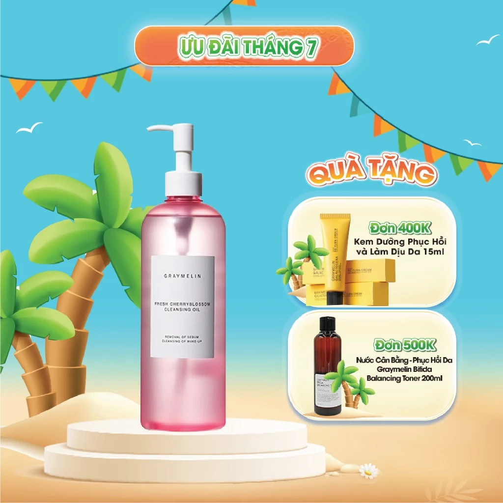 Dầu Tẩy Trang Hoa Anh Đào Cho Da Khô Graymelin Fresh Cherryblossom Cleansing Oil 400ml