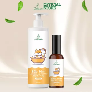 Combo Sữa tắm cho chó mèo 150ml/500ml và Xịt thơm dưỡng lông bodymist cho chó mèo 100ml Julyhouse