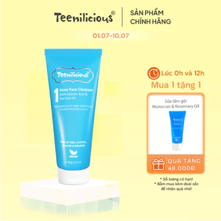 Sữa Rửa Mặt Sạch Mụn, Giảm Mụn Dành Cho Da Mụn và Da Nhạy Cảm Teenilicious Acne Face Cleanser - 60g