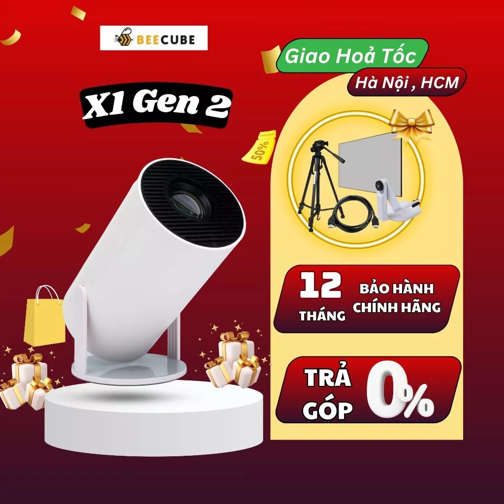 Máy chiếu mini BeeCube X1 Gen 2 Độc Quyền Chính Hãng - Android TV - Full kết nối - Bảo Hành 12 Tháng