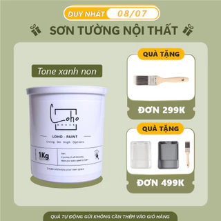 Sơn tường tone màu xanh non | Lon sơn 1kg - Sơn nước nội thất cao cấp Loho-paint tone màu xanh non