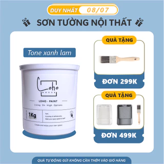 Sơn tường tone màu xanh lam | Lon sơn 1kg - Sơn nước nội thất cao cấp Loho-paint tone màu xanh lam