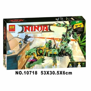 Đồ Chơi Lắp Ráp Ninja Thunder Swordsman - Rồng Máy Xanh Khổng Lồ - Bellla 10718 70612 + 573 Mảnh