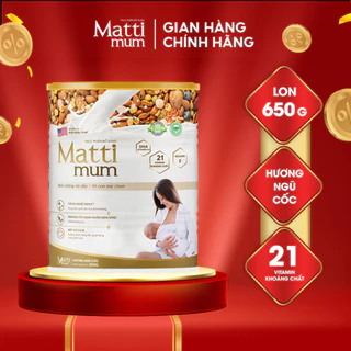 1 hộp sữa hạt lợi sữa Matti Mum 100% đạm thực vật cho mẹ sau sinh đạt chứng nhận NON-GMO của Hoa Kỳ - Hộp 650g