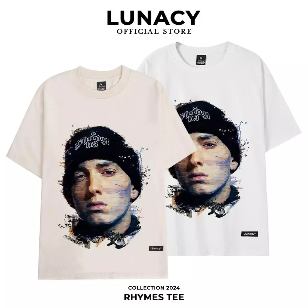 Áo thun tay lỡ RHYMES TEE phông Unisex nam nữ Cotton oversize form rộng LUNACY