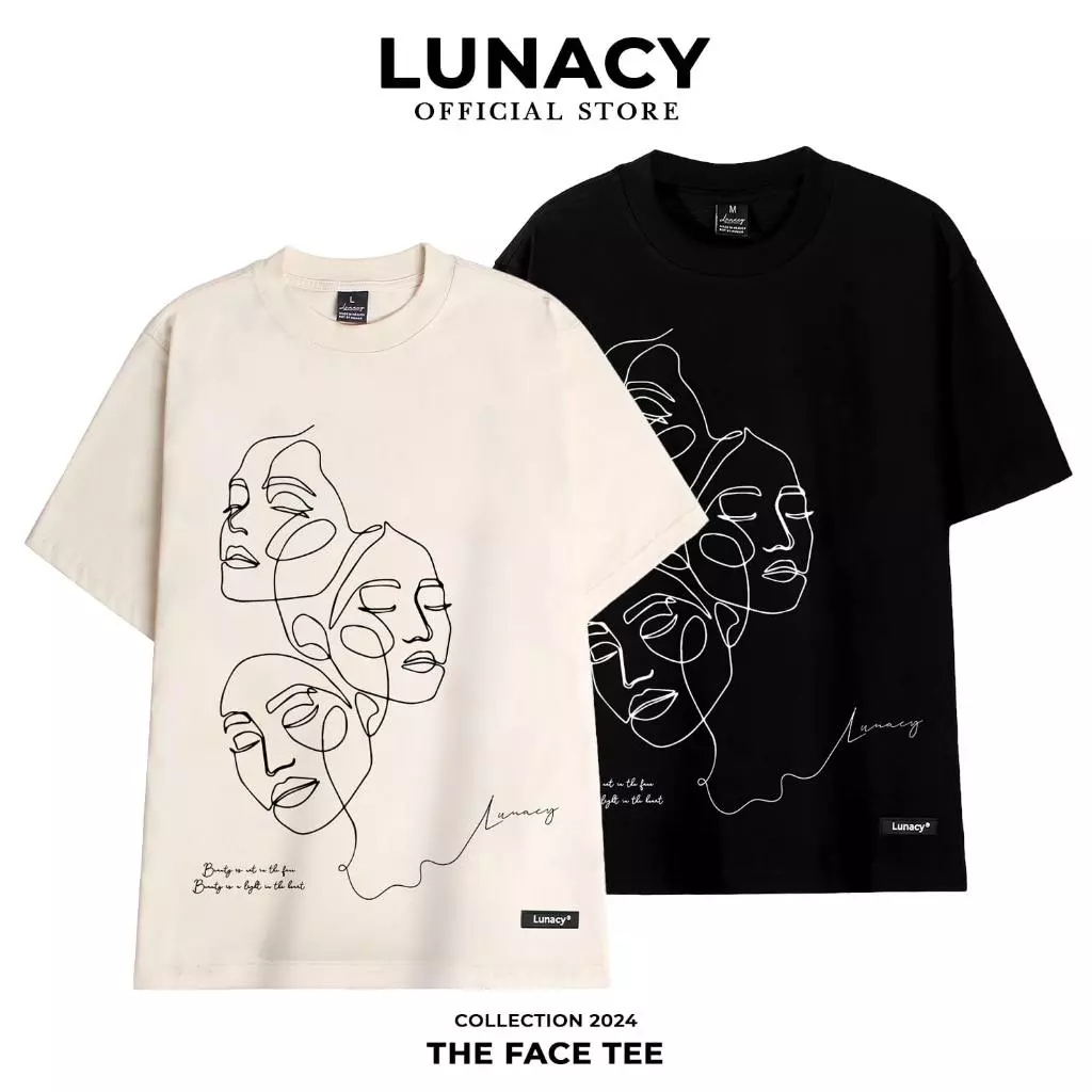 Áo thun tay lỡ The Face phông Unisex nam nữ Cotton oversize form rộng LUNACY